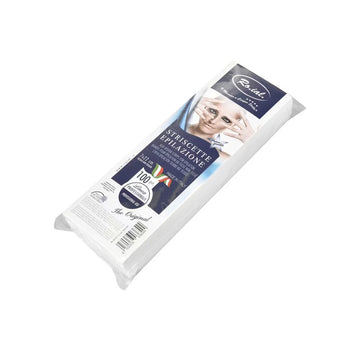 Roial Wax Strips 100 Pcs White – Professional Non-Woven Disposable Waxing Strips, Tear-Resistant & Lint-Free Hair Removal Strips for Body & Arms (7 x 22 cm)